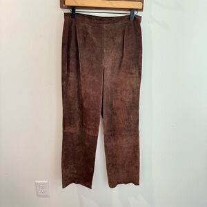 Vintage Nancy Bolen City Girl Petite Brown Suede Whipstitch Pants Size 6P